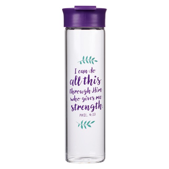 I Can Do All This - Philippians 4:13 Glass Water Bottle