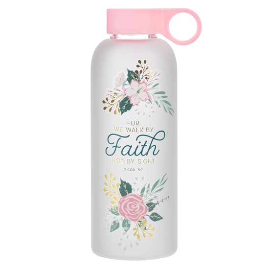 Walk by Faith Peach Floral Water Bottle - 2 Corinthians 5:7 Walk by Faith Peach Floral Water Bottle - 2 Corinthians 5:7