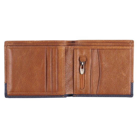 Strong and Courageous Butterscotch and Navy Genuine Leather Wallet - Joshua 1:9 Strong and Courageous Butterscotch and Navy Genuine Leather Wallet - Joshua 1:9