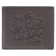 Be Strong in the Lord Charcoal-Brown Genuine Leather Wallet - Ephesians 6:10