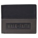Walk by Faith Black and Gray Full Grain Leather Wallet - 2 Corinthians 5:7